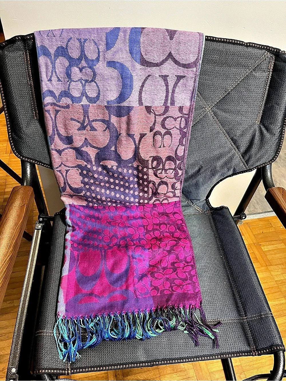Coach Geometric Scarf in Pink & Blue